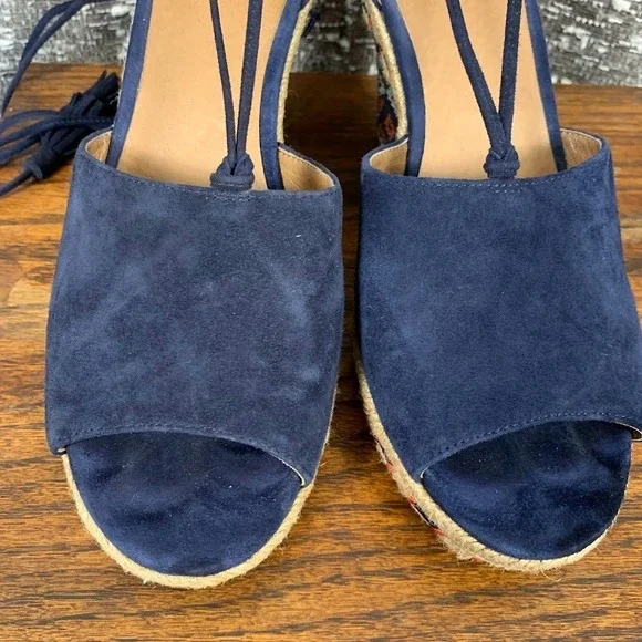 Cabi 6001 Isla Tassel Ankle Tie Espadrille Wedges Navy Blue Women's 8.5M - Picture 4 of 12